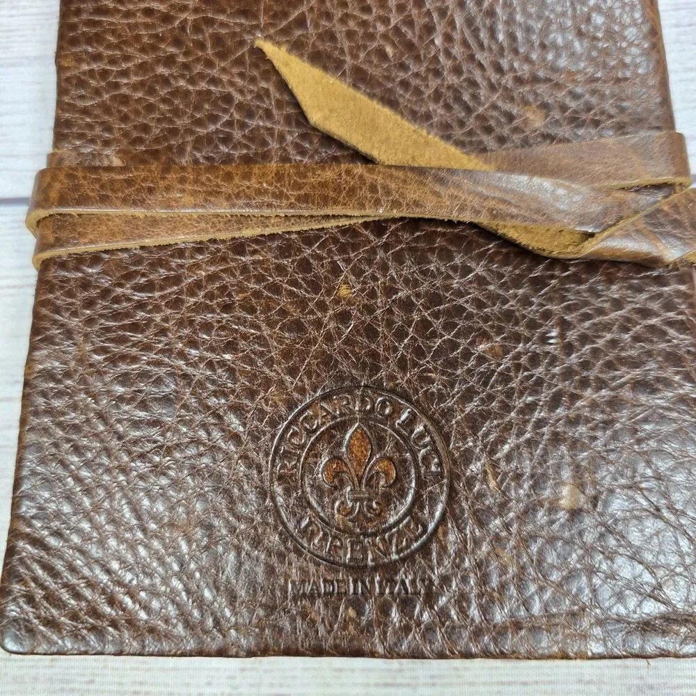Riccardo Luci 100% Leather 7x5 Journal Rustic Notebook With Lace Made In Italy